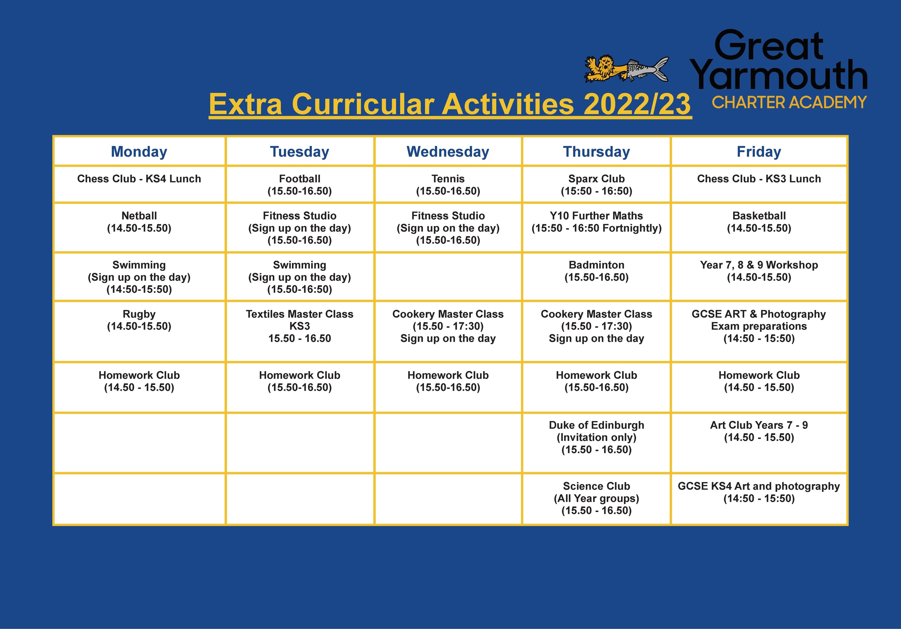 Extra Curricular Activities 2022 23